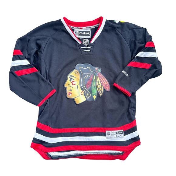 REEBOK Youth Chicago Blackhawks Alternate Black Hockey Jersey L/XL - Picture 1 of 9